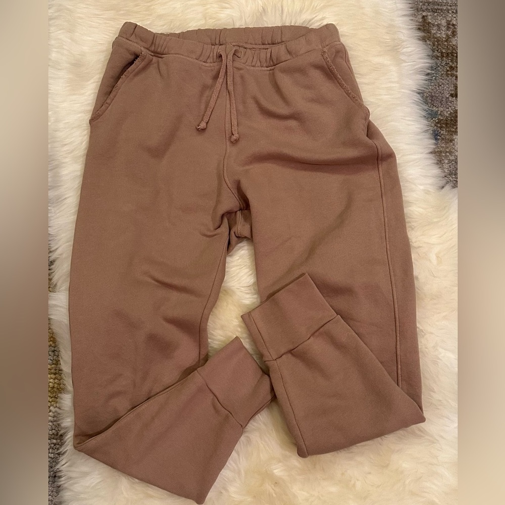 Tee Lab by Frank & Eileen Lab620, SUPER CROP SWEATPANTS, Tan, size Large  EUC
